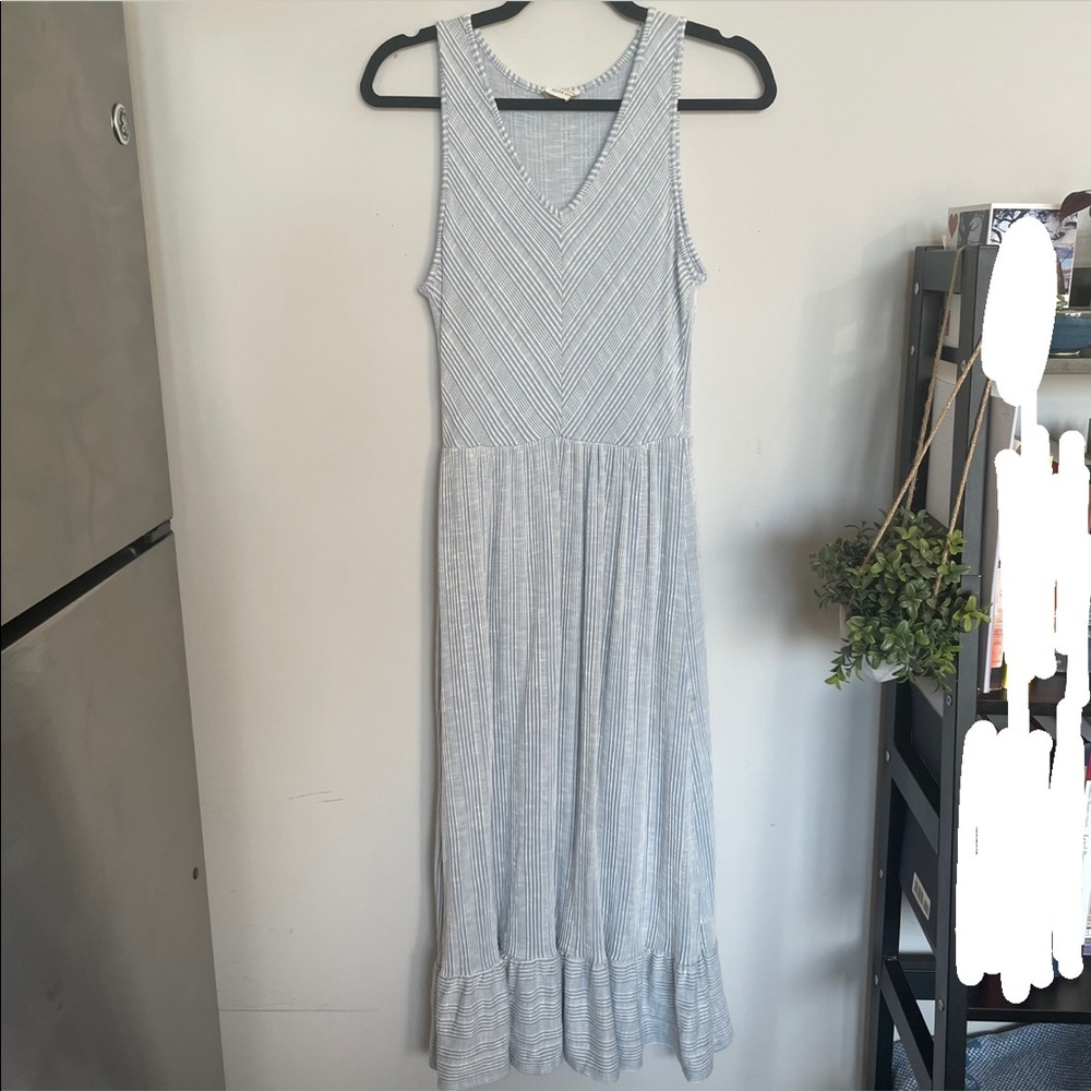 New Light Blue and white stripe cotton dress